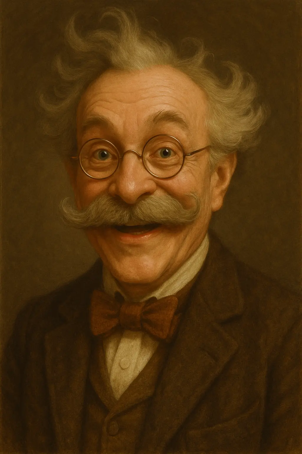 Warm illustrated portrait of the eccentric Professor Past